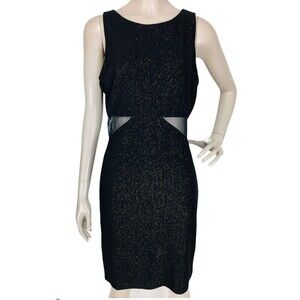 Vintage 90s Sparkle Illusion Side Rear Mesh Bodycon Dress All That Jazz Black